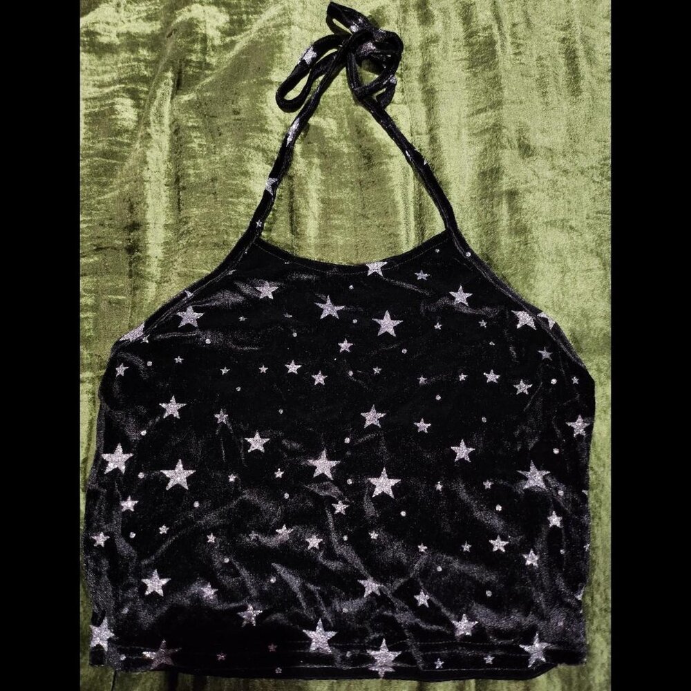 Glitter stars halter cami crop top tank